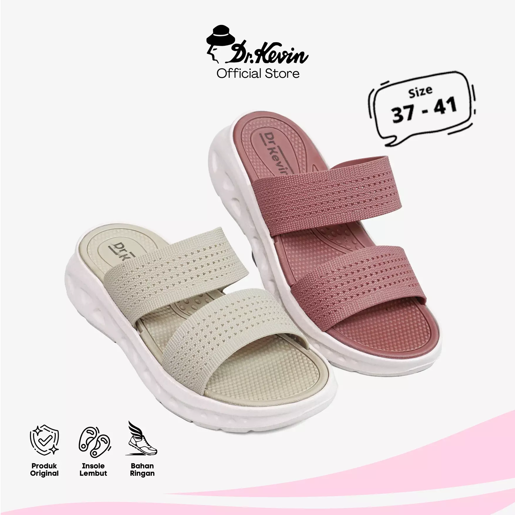 Dr. Kevin Sandal Selop Wanita Hak Rata Flat Sandal 571-145