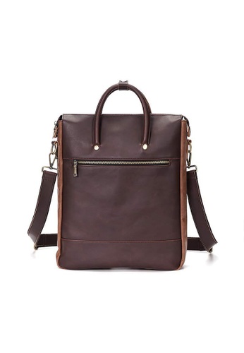 Lara brown Men's Vintage European Style Leather Laptop Backpack - Brown 432B5AC7A7095CGS_1
