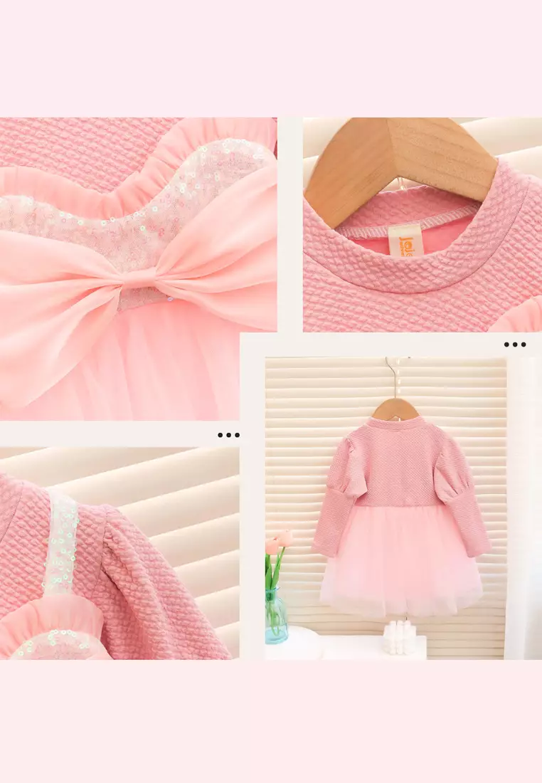 Dress Bayi Anak Perempuan Lengan Panjang Pita Gaun Rok Tutu Korean Style Import 4305 Venrz Ungu