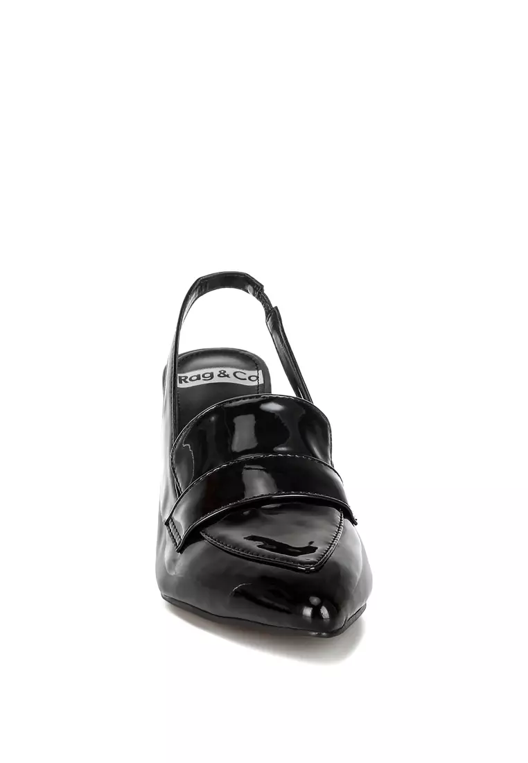 Slingback Loafer Sandals In Black