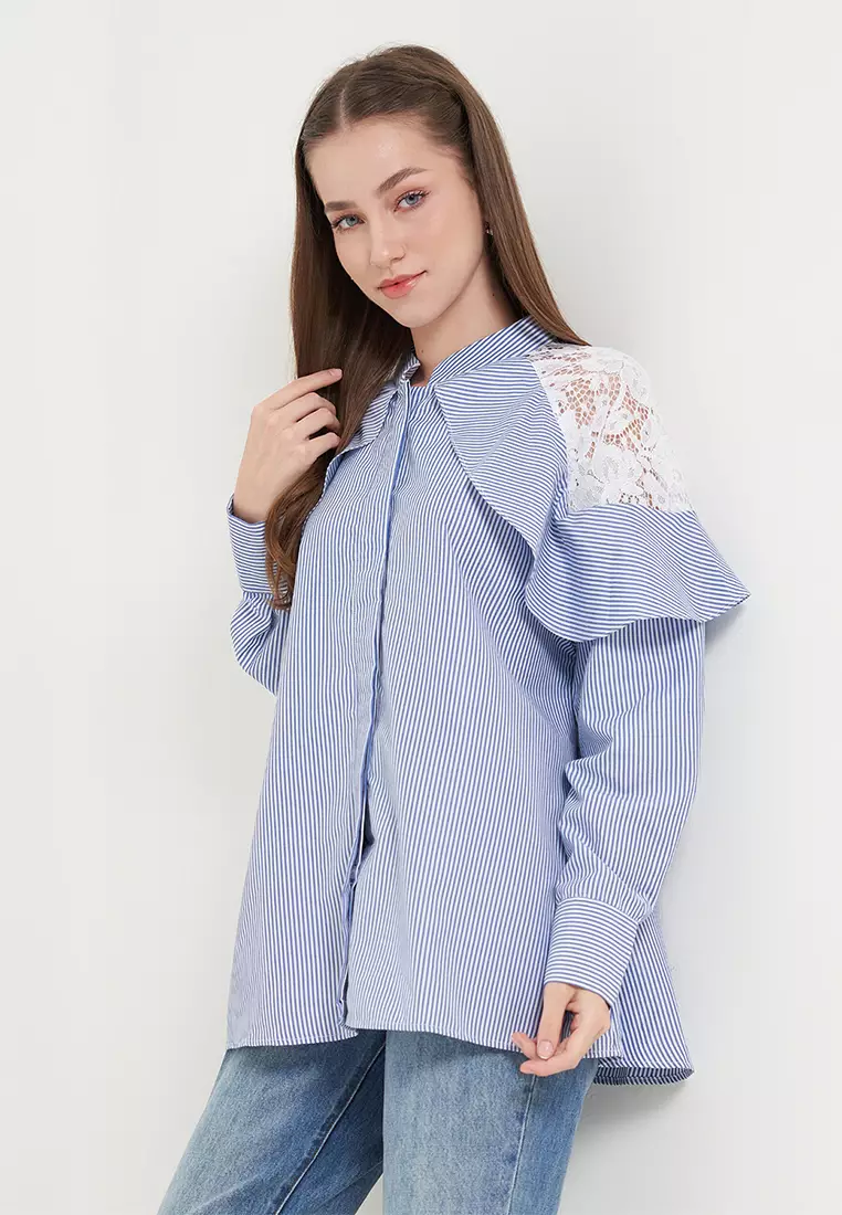 KLA - Kemeja Casual Wanita Louie Blue