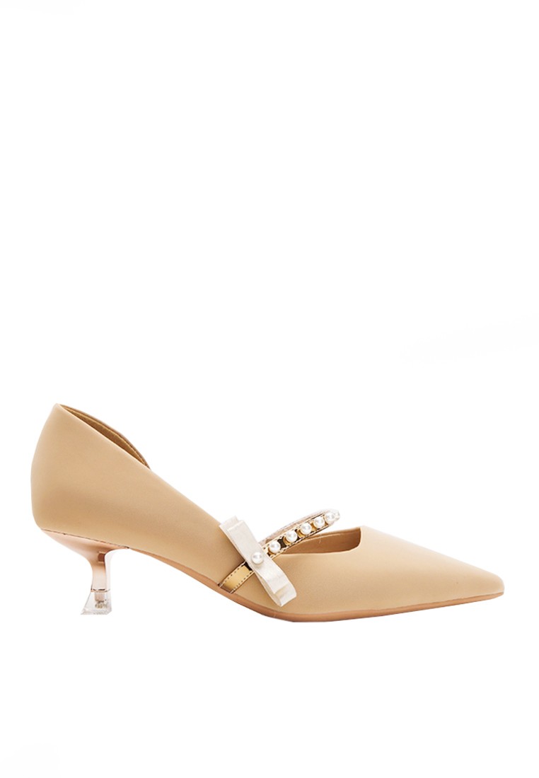 VANSA Pearl Bow D'orsay Mid Heel Shoes VSW-H33915