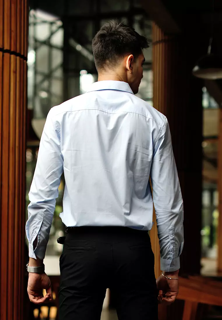 Oxcon Long Sleeve Business Shirt soft cotton Light Blue