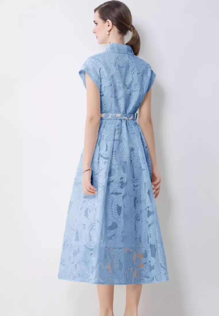 2026夏季單排扣刺繡修身連衣裙CA26022411BL