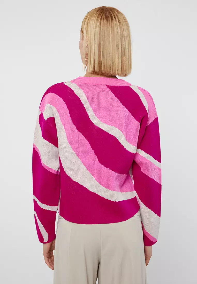 Colorblock Print Cardigan & Tank Top Set