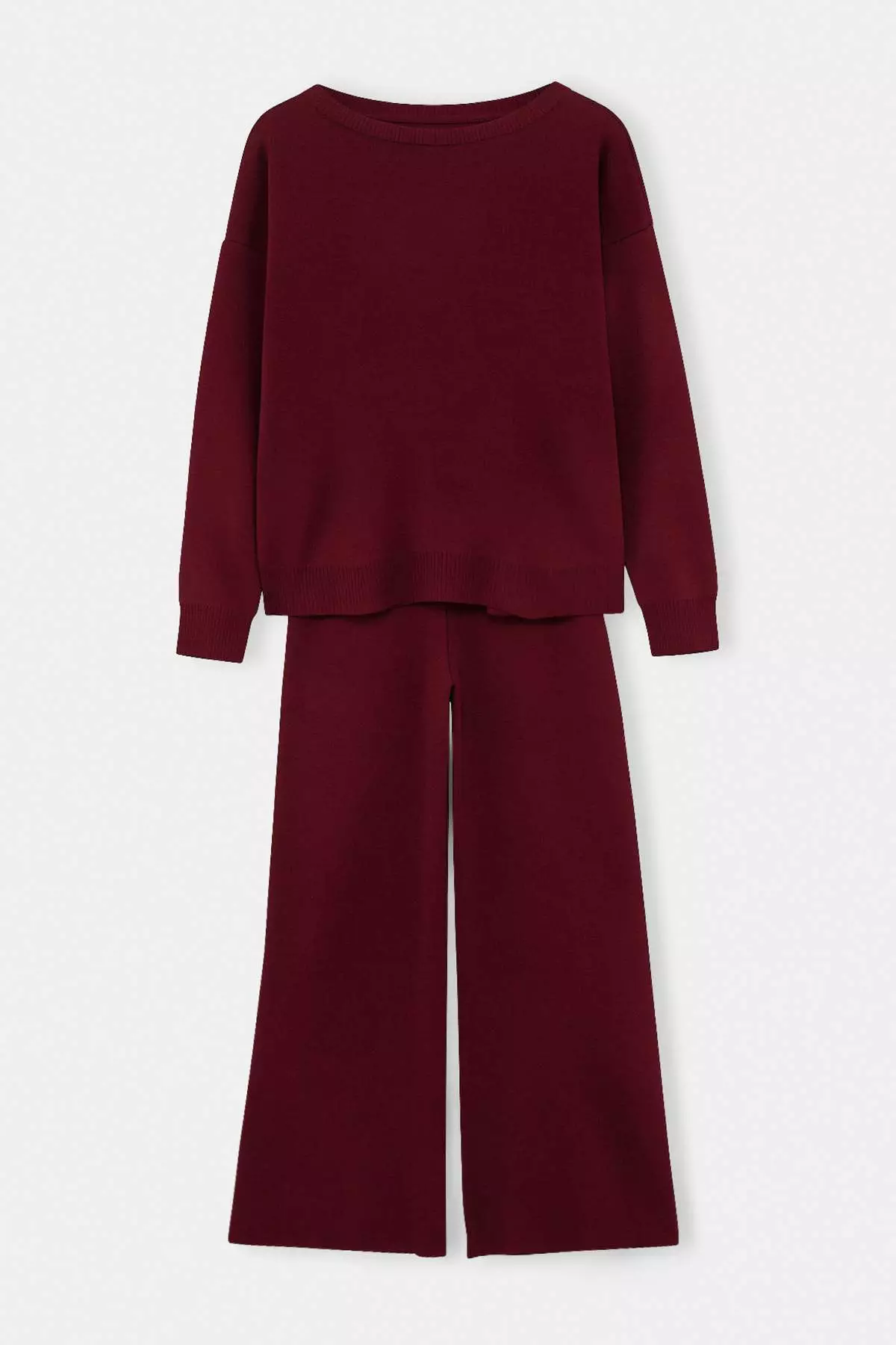 Burgundy Boat Neck Sweater-Pants Knitwear Bottom - Top Set Twoaw26Au00043
