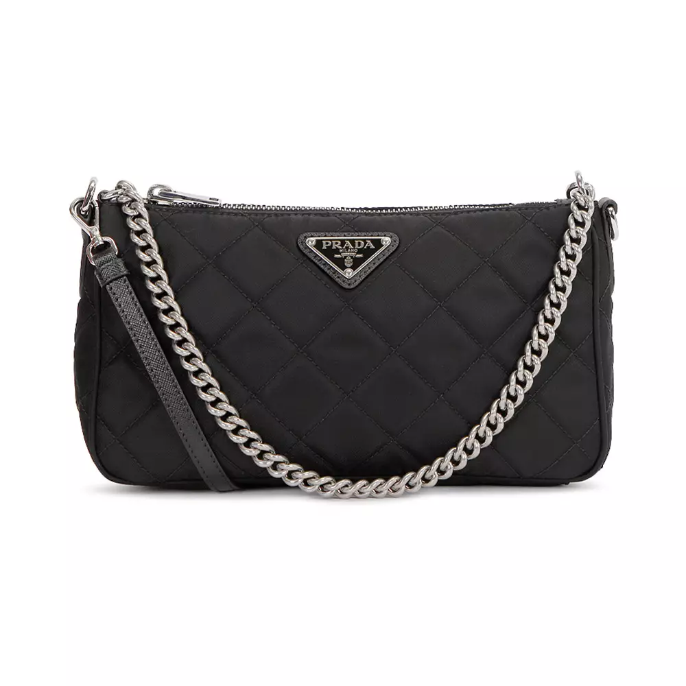 Jual Prada Prada Nylon Quilted Chain Shoulder Bag Black Original 2024