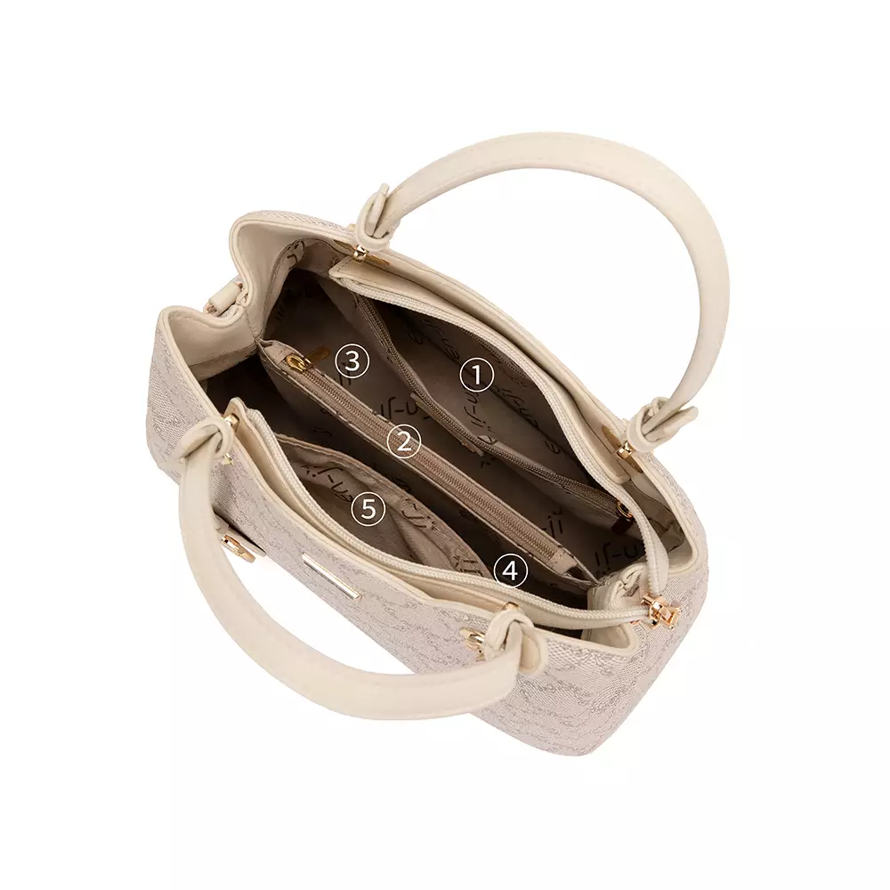 En-ji Gida Handbag Wanita Warna Cream