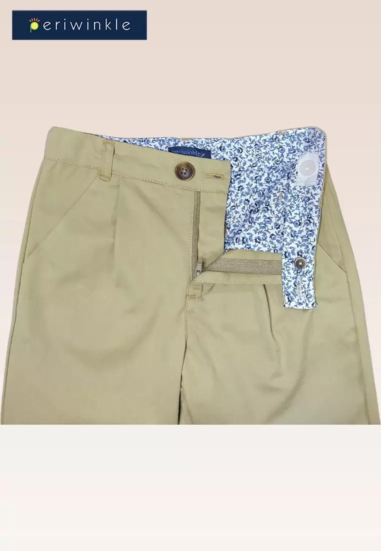 Denzel Boys Khaki Straight Leg Pants With Adjuster