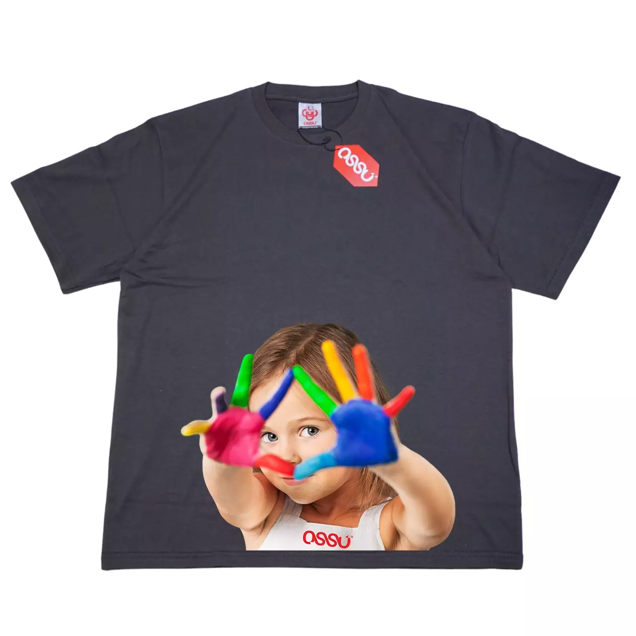 Ossu Peek A Boo Printed Grey Tshirt