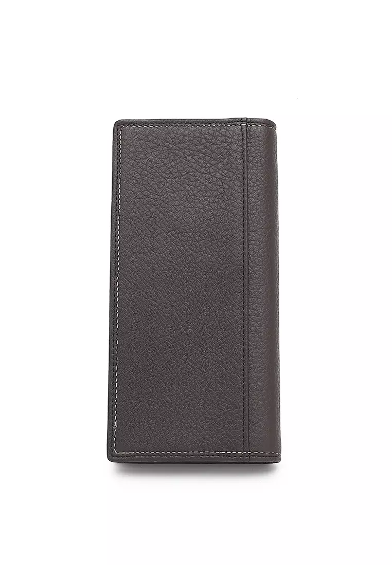 Genuine Leather RFID Long Wallet - Black