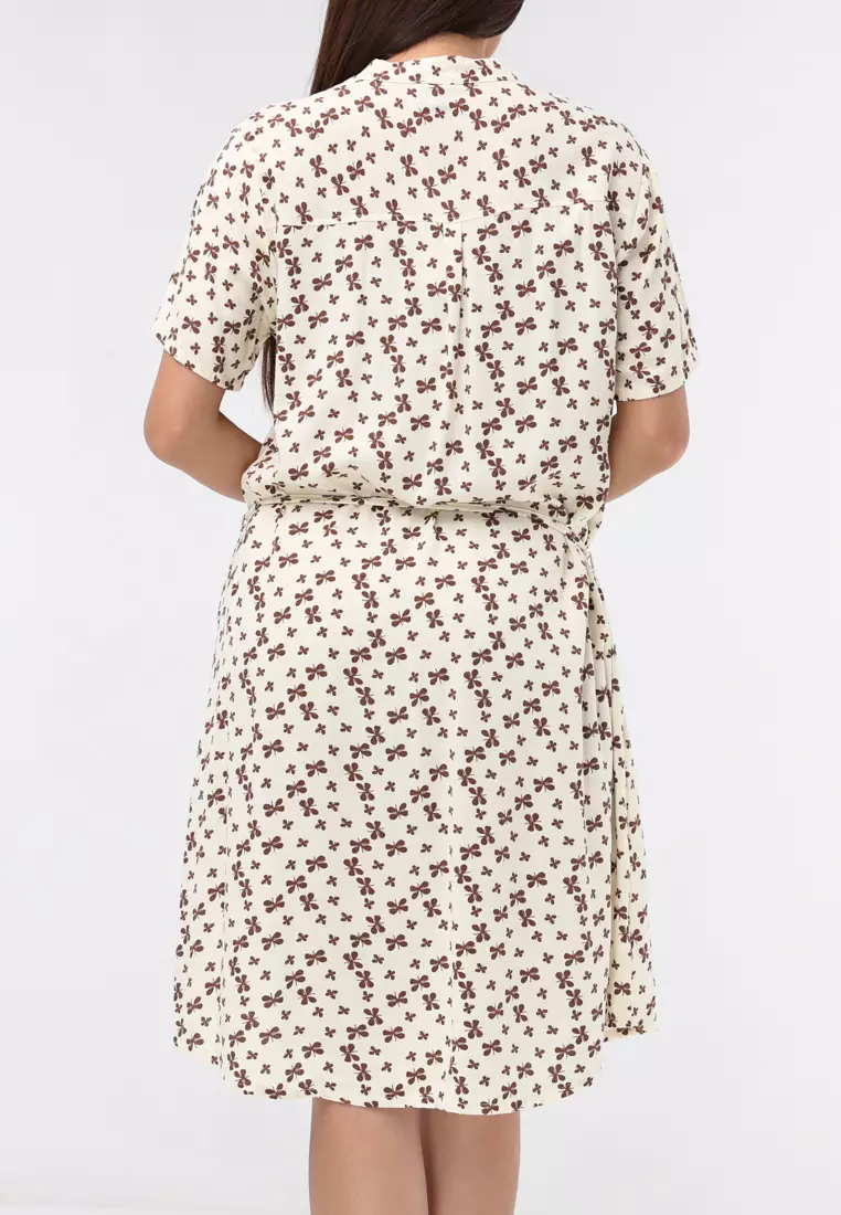 Woven Printed Linen Short Sleeve Dress