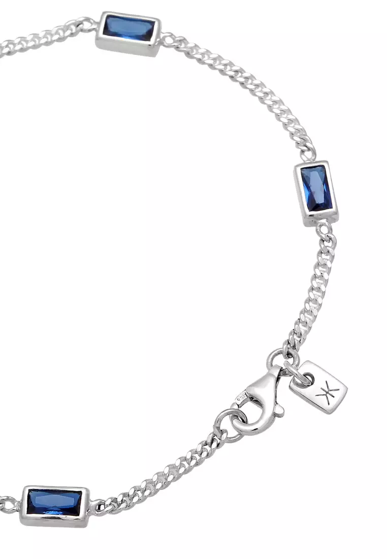 EXCLUSIVE Gelang Perhiasan Perak 925 Pria Rectangle Blue Sapphire