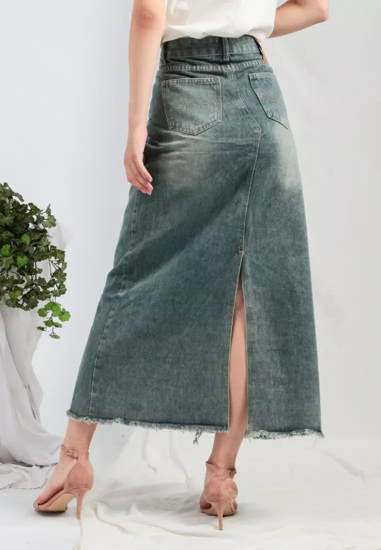 Cassie Long Skirt Jeans in Blue