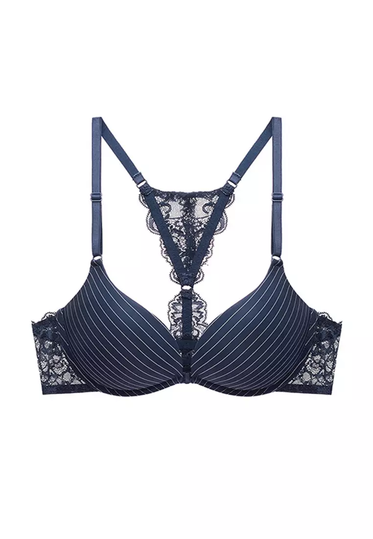 Buy online Blue Striped Push Up Bra from lingerie for Women by