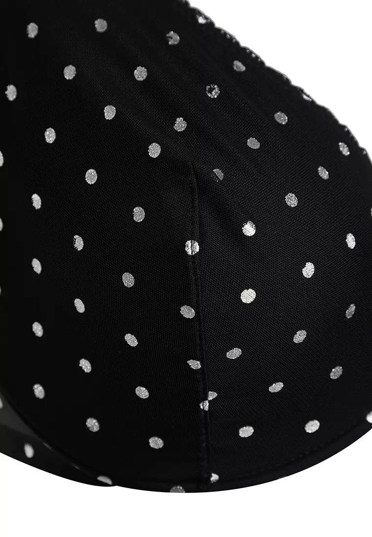 Plus Size Polka Dot Wire Mesh Bra