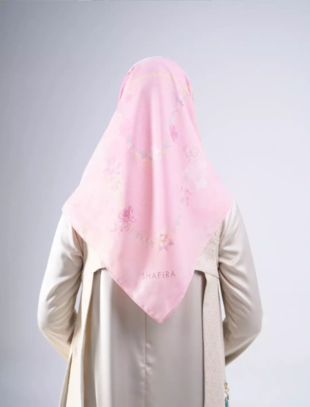 Niomy Printed Scarf Light Pink | Hijab Kerudung Segi Empat Motif