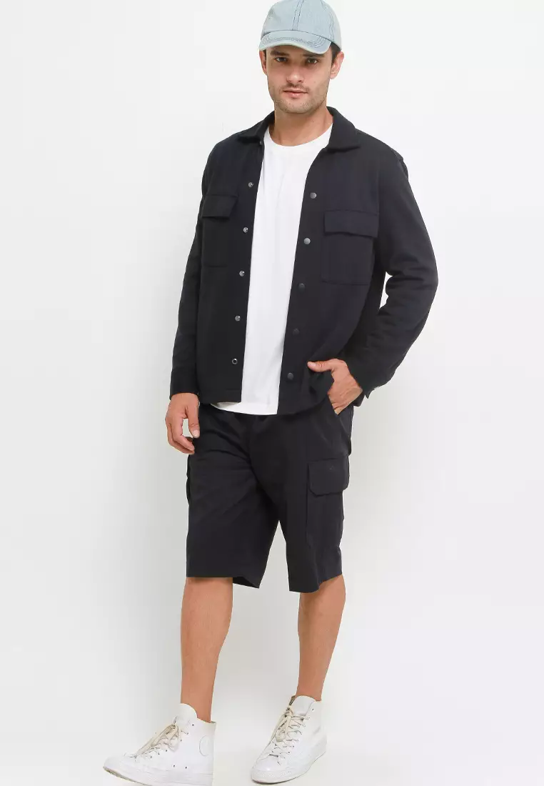 RBJ Celana Pendek Karet Cargo Cotton Biru Tua Pria