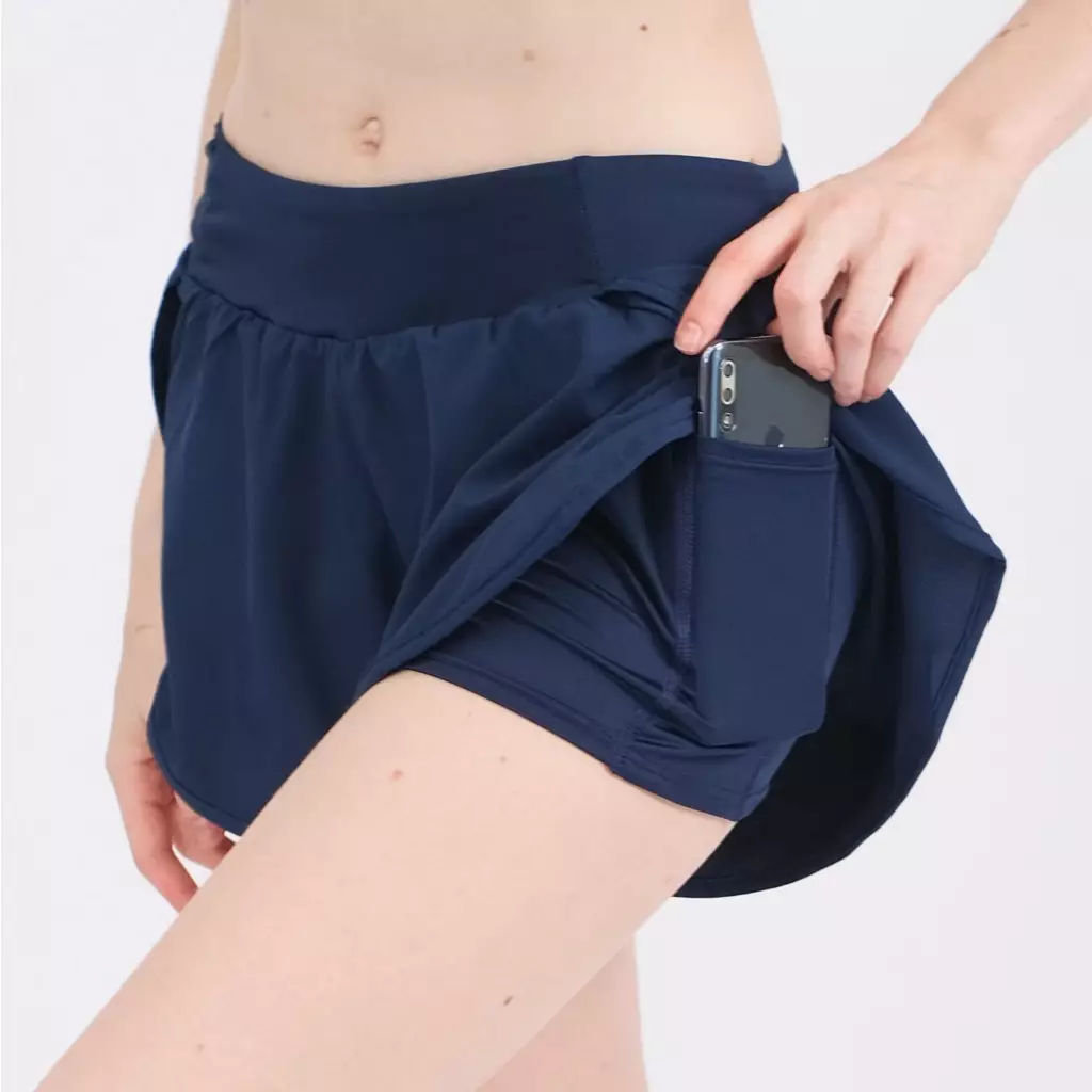Fitwear - Celana Pendek Lari + Inner Olahraga Wanita LILIAN - NAVY