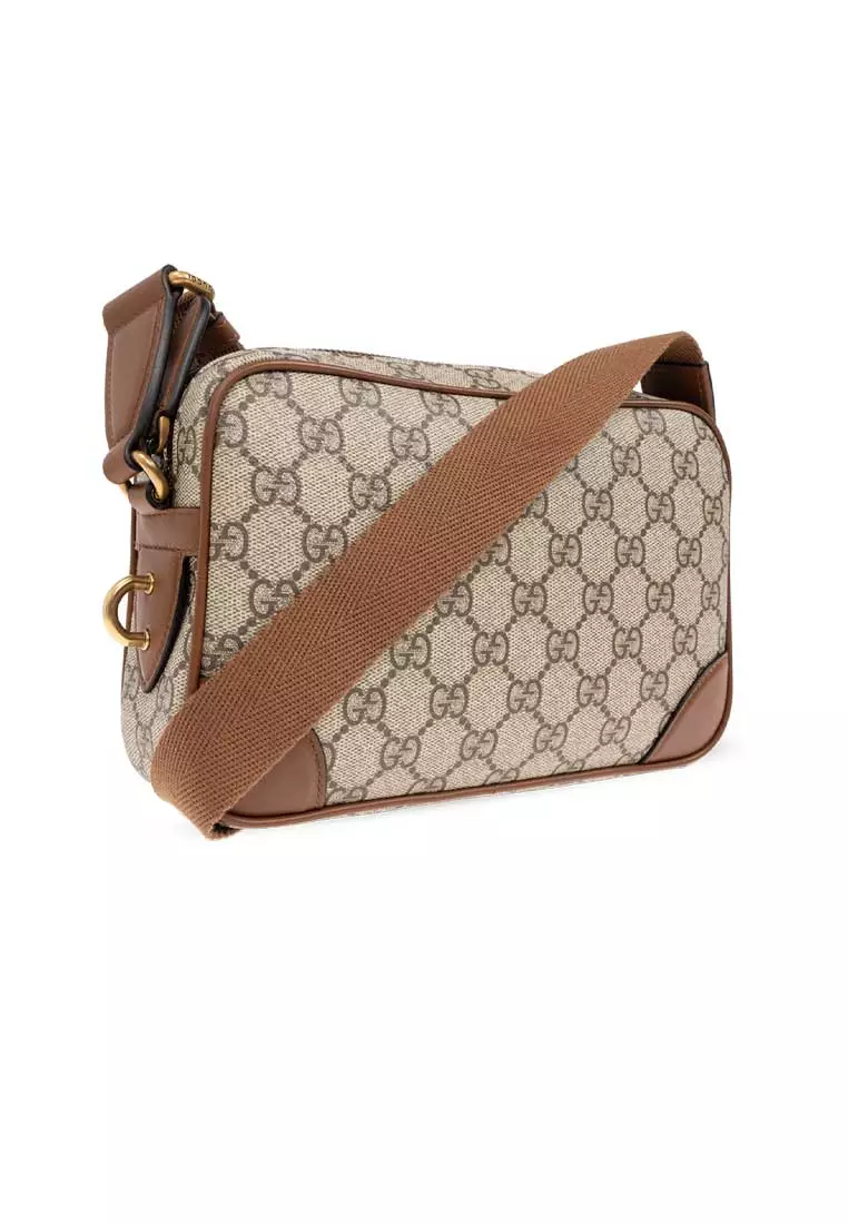 GG Supreme Canvas Unisex Mini Camera Crossbody Bag Brown 821216