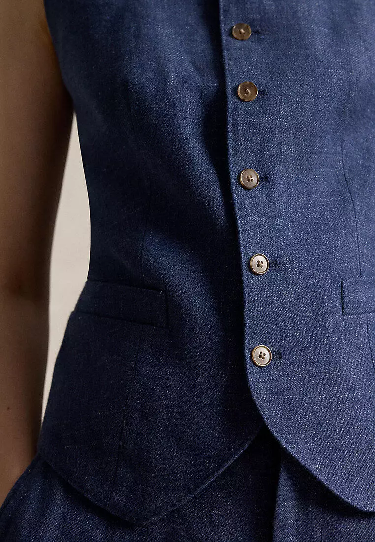 Buy Polo Ralph Lauren Buttoned Linen-Cotton Vest 2026 Online | ZALORA