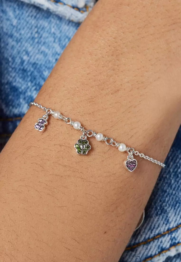 Buy TOUS TOUS New Motif Silver Bracelet with Pearls and Gemstones Motifs  2024 Online | ZALORA Singapore