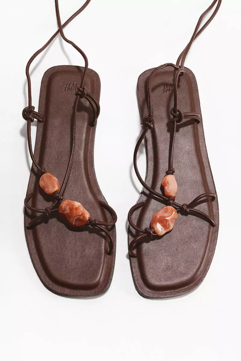 Bead-detail strappy sandals