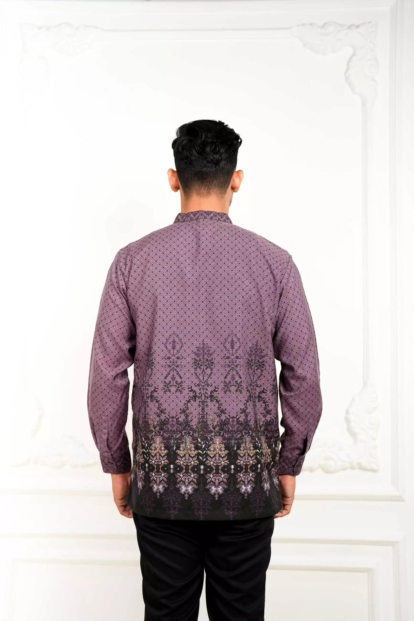 Sarimbit Gardenia Burgundy Kemeja Pria  Koko Lengan Panjang Regular Fit Furing