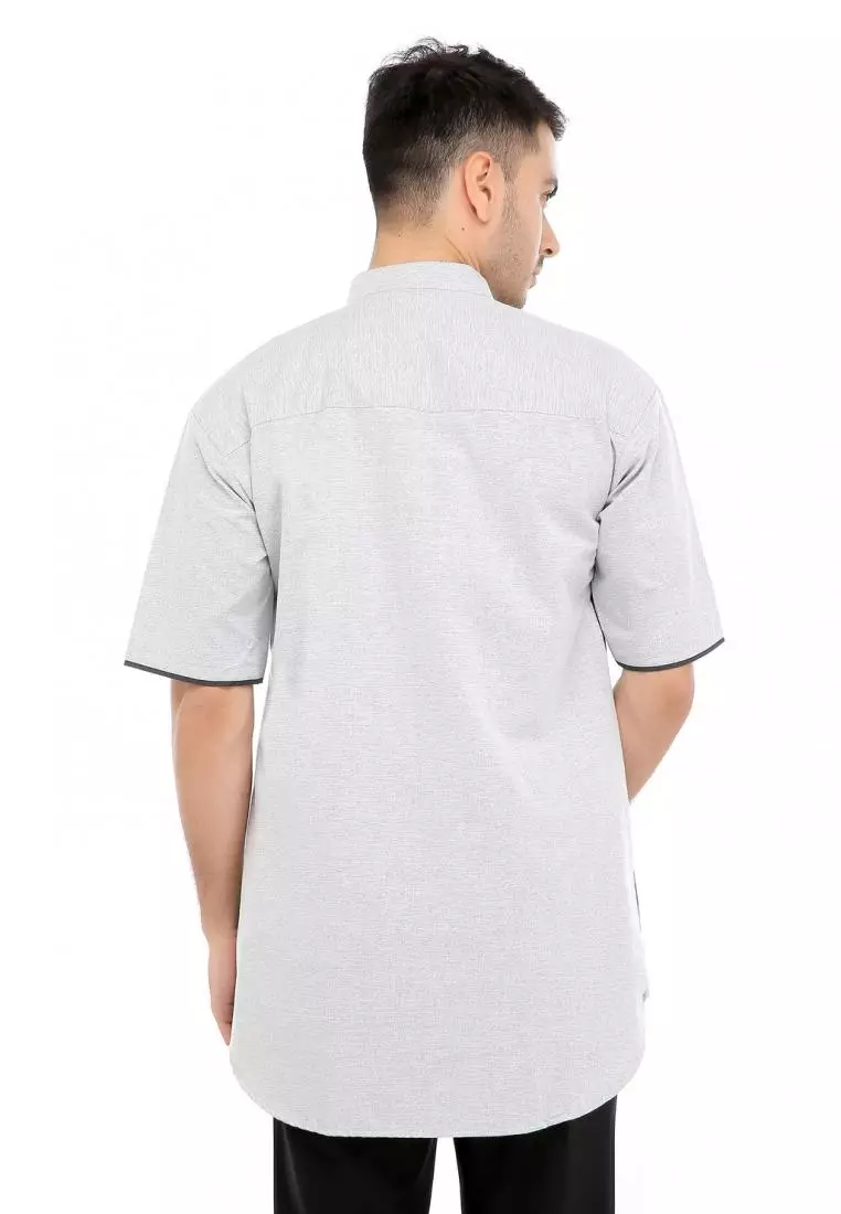 Baju Koko Gamis Muslim Pria Gibran - Silver