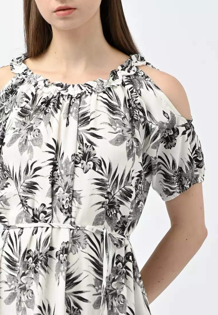 Cold Shoulder Floral Dress