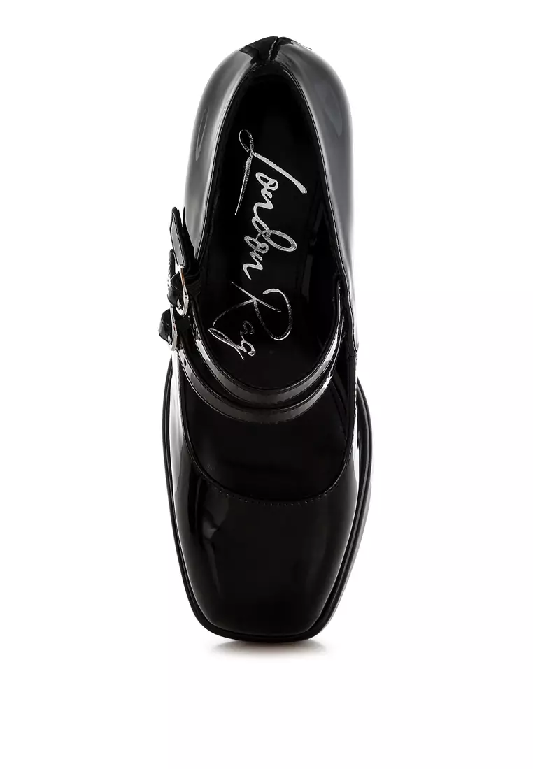 Double Strap Mary Jane Sandals in Black