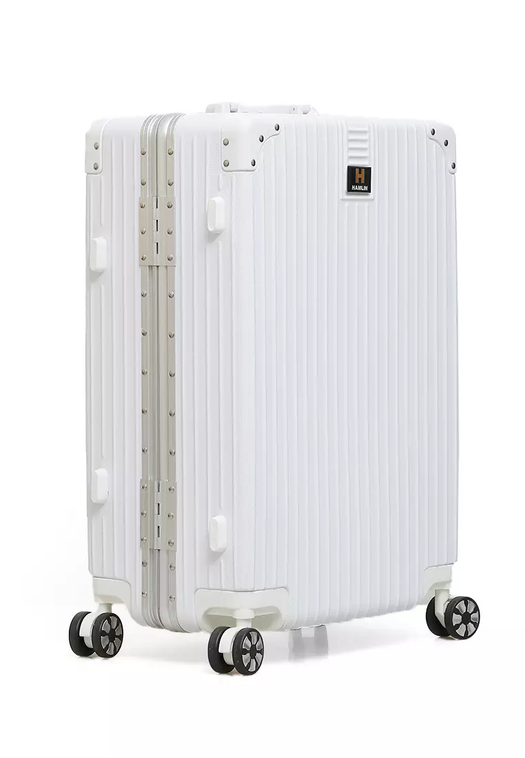 Austin Koper Unisex Classic Design Size 24 Inch Travel Bag Large Compartment TSA Lock Material Frame Alumunium Alloy ORIGINAL - White