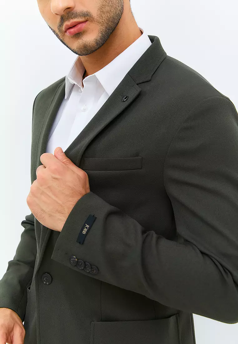Jobb Rickman-T1 Blazer Pria Slim Fit Olive