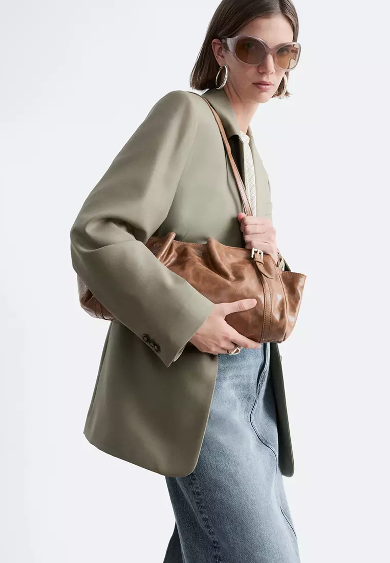 Low-Profile Leather Shoulder Bag
