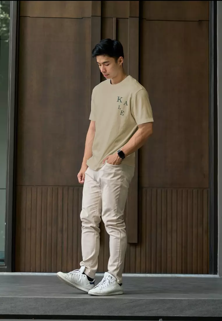 Kale Kai Beige / Cotton Cloudy / Kaos Boxy Fit / Kaos Korea / Atasan Kaos Pria / Kaos Basic Pria