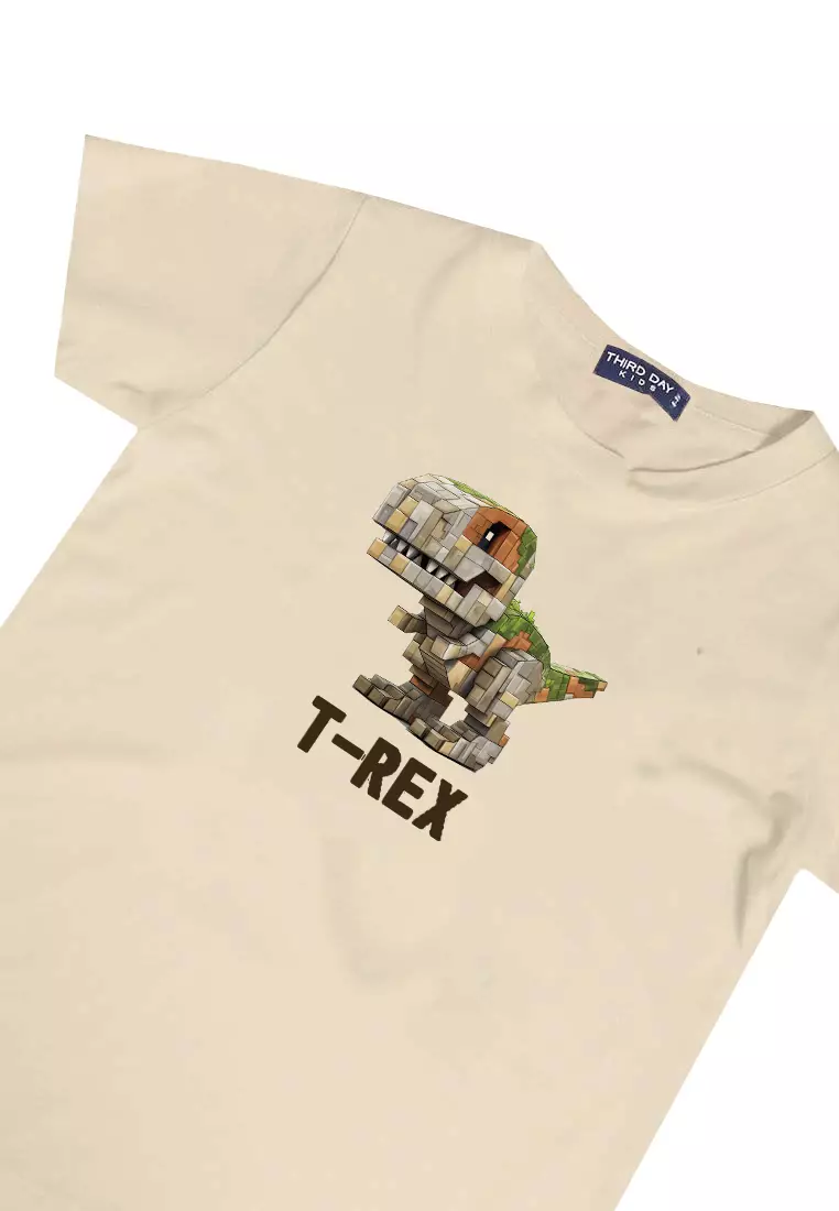 KU164 Kaos Anak "mc trex" instacool krem