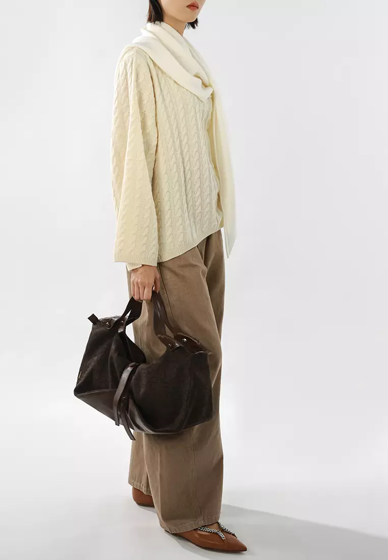 Phloem Origami Fold Hobo Bag - Cacao