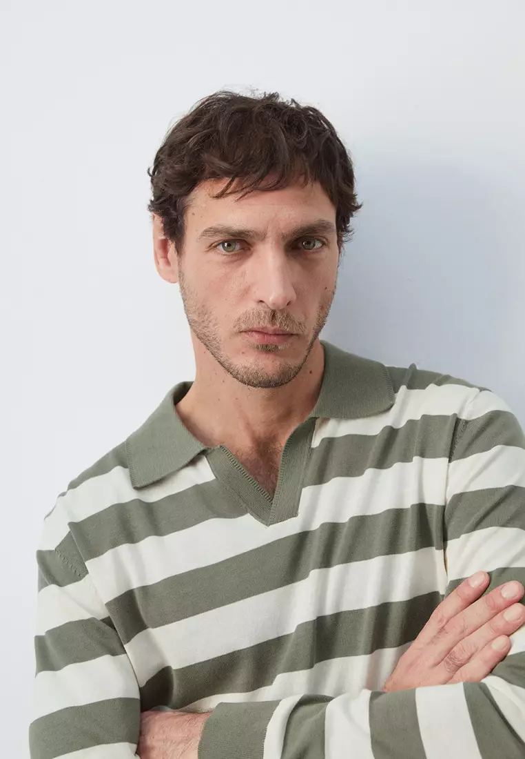 100% Cotton Fine Knit Polo Sweater