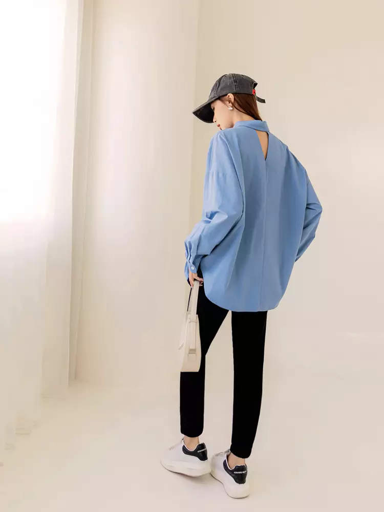 Shirt with Styled Collar and Drop Shoulder Sleeves [AB17845]