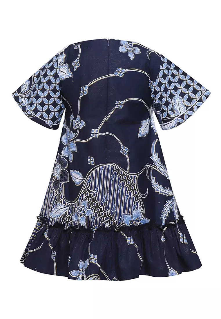 Baju Dress Anak Perempuan Cyane Kids Katun Prada Premium Casual Lengan Pendek Navy