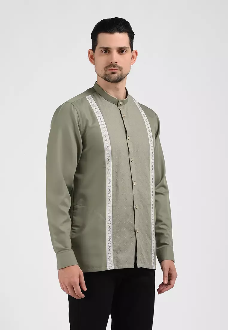 MOC Kemeja Koko Lengan Panjang Pria LUWIN-OLIVE
