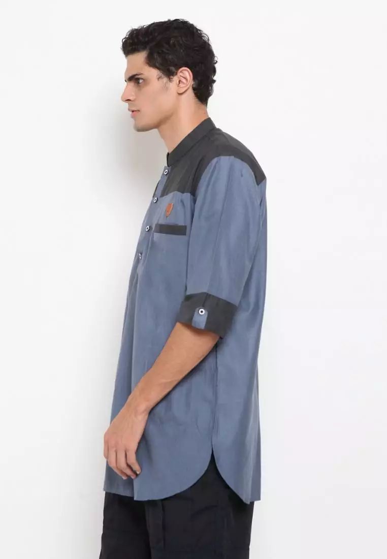 Baju Koko Pria Muslim Zayidan Haikal - Biru