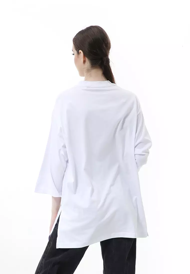 Wina Kaos Atasan Wanita Polos Basic Oversize - Putih