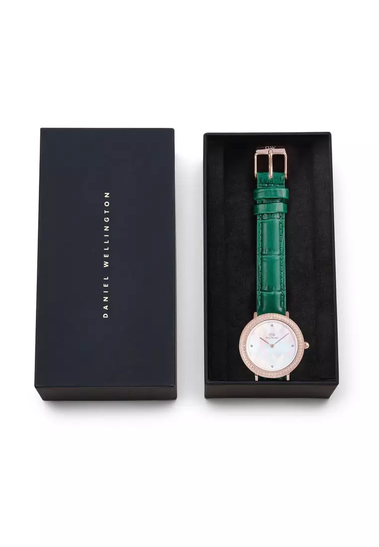 Crystalline Bezel Green Croc Rose Gold - Women Watch stainless steel watch DW Official Authentic Original