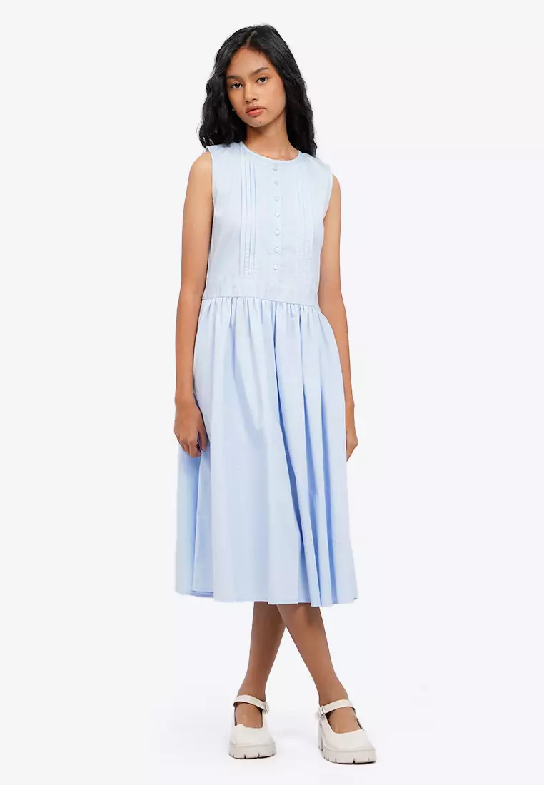 A-Line Sleeveless Pleated Dress