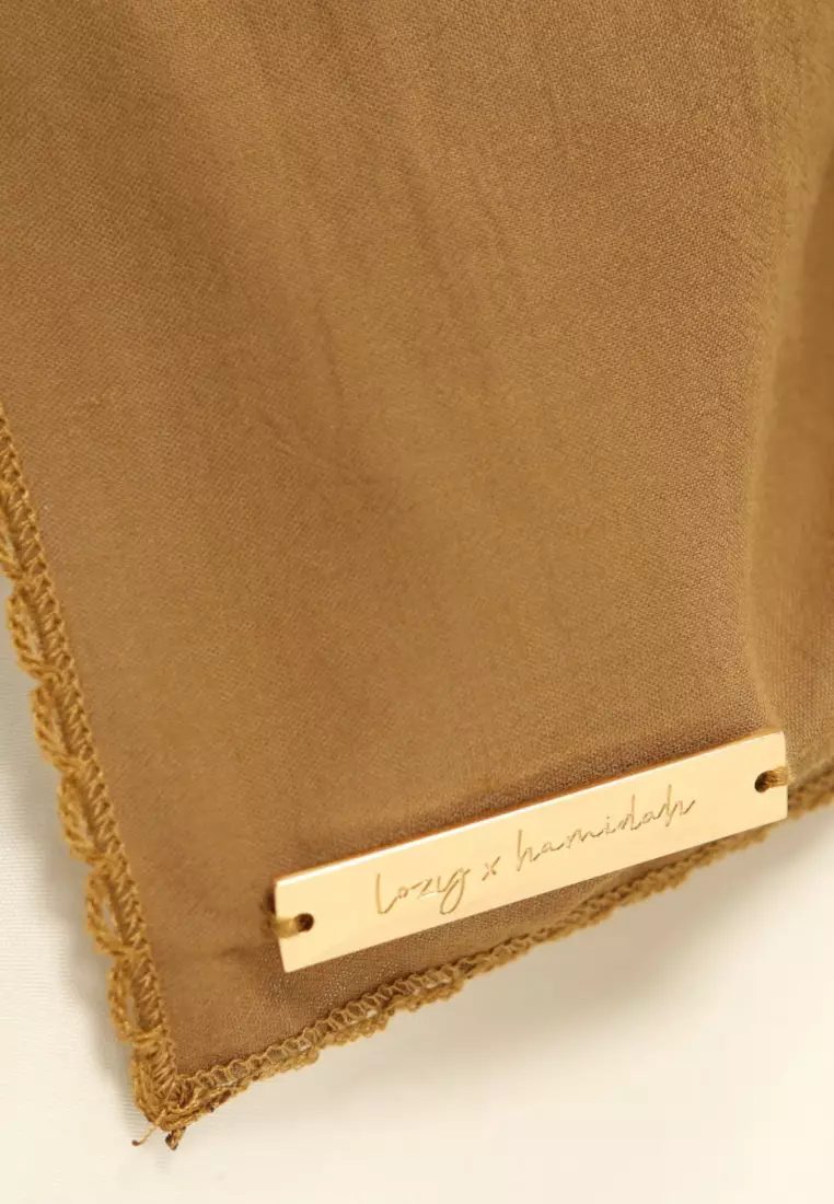 Embroidery Signature Shawl Soft Zaitun