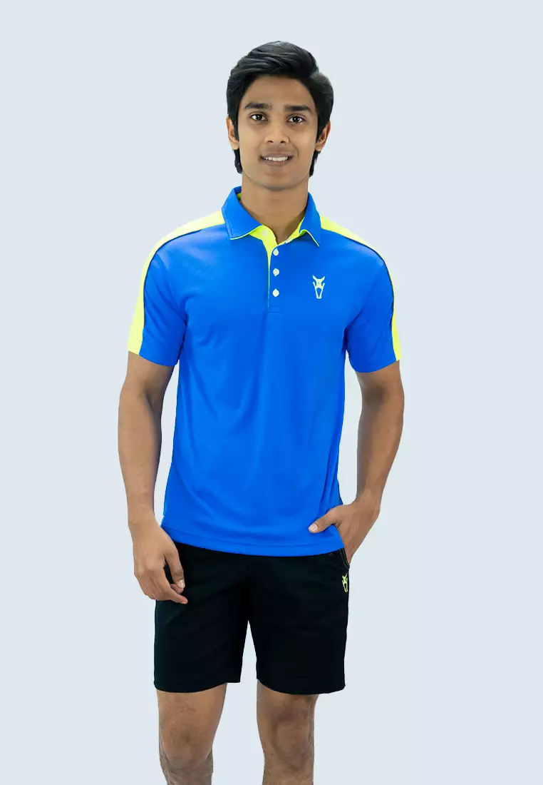Amnig Men Motion Polo (Blue/Lemon Green)