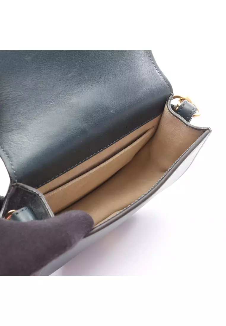 Pre-Loved Chloé Nil Small bracelet bag 2WAY Handbag leather Dark green