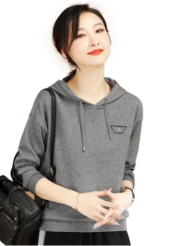 A-IN GIRLS grey Simple Stitching Hooded Sweater 2C1A7AA3E342EBGS_1