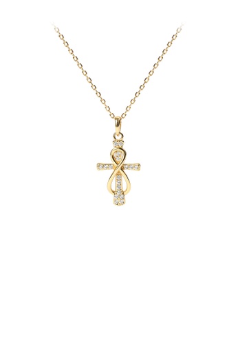 Glamorousky white 925 Sterling Silver Plated Gold Fashion Temperament Cross Infinity Symbol Pendant with Cubic Zirconia and Necklace 97DBCAC1C02EF3GS_1